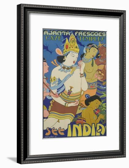 Ajanta Frescoes Cave Temples Poster-null-Framed Giclee Print