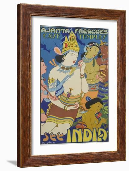 Ajanta Frescoes Cave Temples Poster-null-Framed Giclee Print