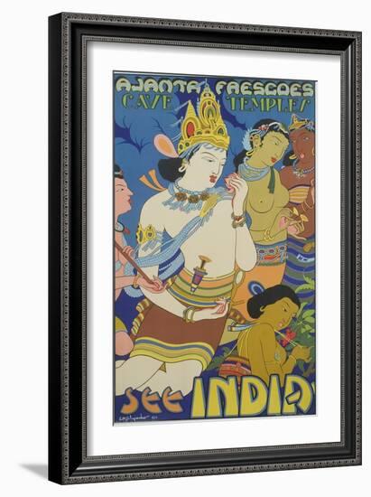 Ajanta Frescoes Cave Temples Poster-null-Framed Giclee Print