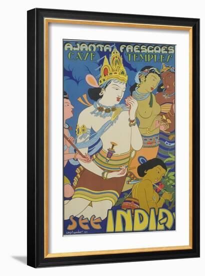 Ajanta Frescoes Cave Temples Poster-null-Framed Giclee Print