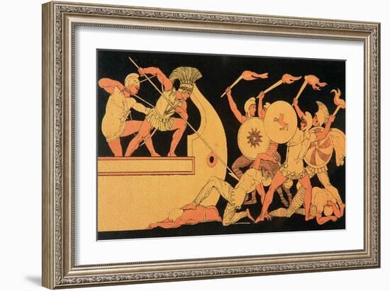 Ajax Defending the Greek Ships Against the Trojans, Reproduction of a Greek Vase-English School-Framed Giclee Print