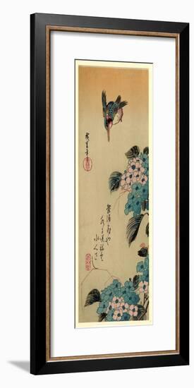 Ajisai Ni Kawasemi-Utagawa Hiroshige-Framed Giclee Print