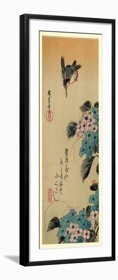 Ajisai Ni Kawasemi-Utagawa Hiroshige-Framed Giclee Print