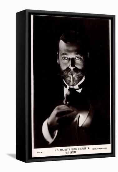 Ak His Majesty King George V. at Home, Lighting a Cigarette-null-Framed Premier Image Canvas