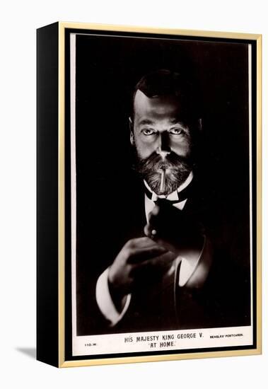 Ak His Majesty King George V. at Home, Lighting a Cigarette-null-Framed Premier Image Canvas