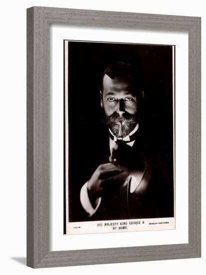 Ak His Majesty King George V. at Home, Lighting a Cigarette-null-Framed Photographic Print