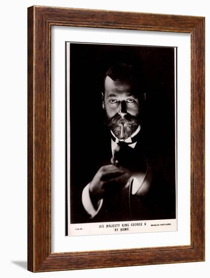 Ak His Majesty King George V. at Home, Lighting a Cigarette-null-Framed Photographic Print