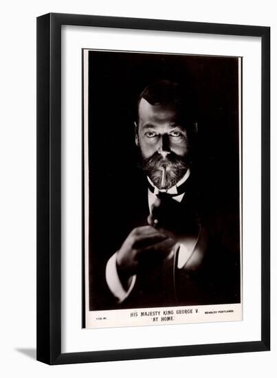 Ak His Majesty King George V. at Home, Lighting a Cigarette-null-Framed Photographic Print