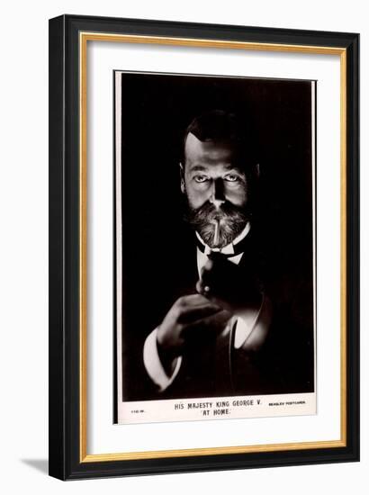 Ak His Majesty King George V. at Home, Lighting a Cigarette-null-Framed Photographic Print