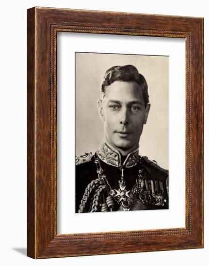 Ak His Majesty King George Vi., Portrait, Uniform, Medals-null-Framed Photographic Print