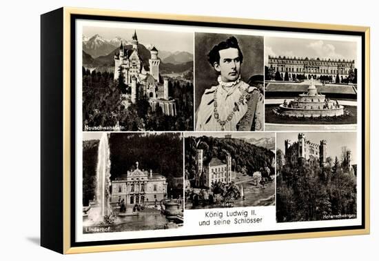 Ak König Ludwig II Und Seine Schlösser, Neuschwanstein, Hohenschwangau-German photographer-Framed Premier Image Canvas