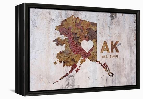 AK Rusty Cementwall Heart-Red Atlas Designs-Framed Premier Image Canvas