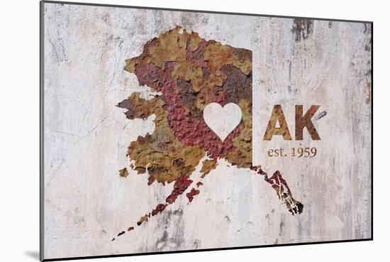 AK Rusty Cementwall Heart-Red Atlas Designs-Mounted Giclee Print