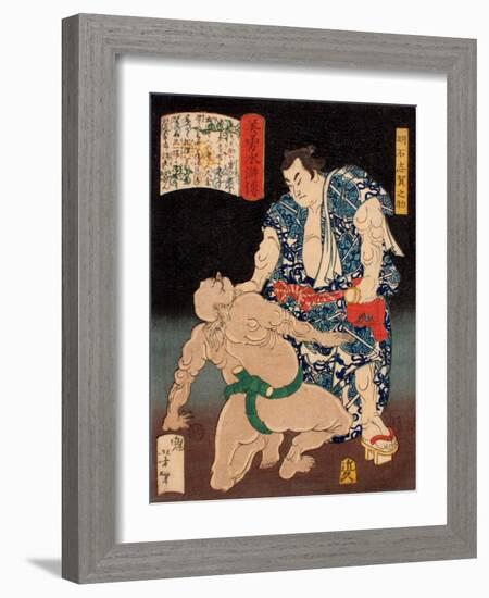 Akashi Shiganosuke, from the Series Sagas of Beauty and Bravery (Biyu Suikoden)-Yoshitoshi Tsukioka-Framed Giclee Print