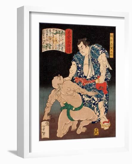 Akashi Shiganosuke, from the Series Sagas of Beauty and Bravery (Biyu Suikoden)-Yoshitoshi Tsukioka-Framed Giclee Print