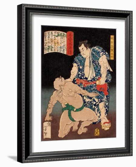 Akashi Shiganosuke, from the Series Sagas of Beauty and Bravery (Biyu Suikoden)-Yoshitoshi Tsukioka-Framed Giclee Print