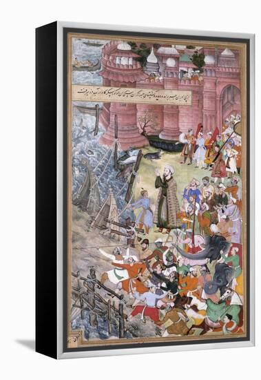 Akbar on the Elephant Hawai Pursuing the Elephant Rau Bagha-null-Framed Premier Image Canvas