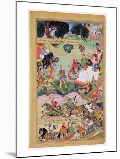 Akbar Receiving the Drums and Standards Captured from Abdullah Uzbeg, Governor of Malwa, in 1564-Mughal-Mounted Giclee Print