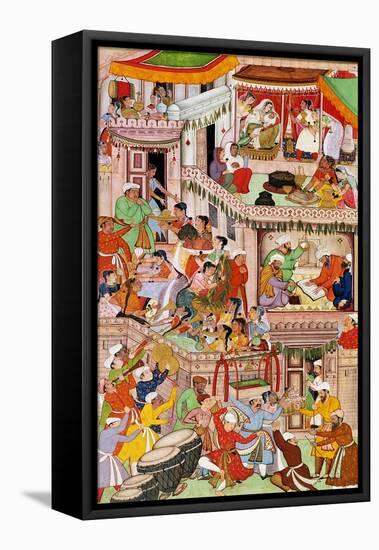 Akbar's Household Rejoicing at the Birth of His Second Son-null-Framed Premier Image Canvas