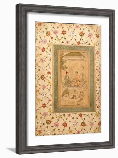 Akbar's Sons Sultan Daniyal and Sultan Murad, C.1600-1605 (W/C and Gold Paint on Paper)-Manohar-Framed Giclee Print