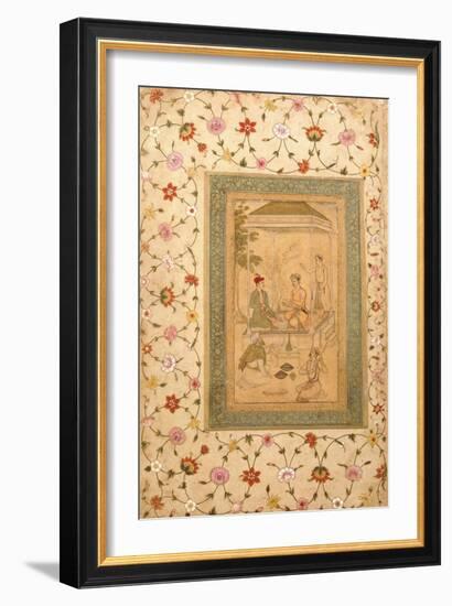 Akbar's Sons Sultan Daniyal and Sultan Murad, C.1600-1605 (W/C and Gold Paint on Paper)-Manohar-Framed Giclee Print