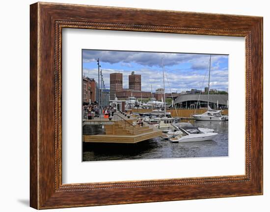 Aker Brygge and City Hall, Oslo, Norway, Scandinavia, Europe-Hans-Peter Merten-Framed Photographic Print