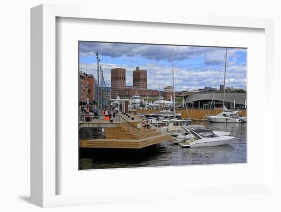 Aker Brygge and City Hall, Oslo, Norway, Scandinavia, Europe-Hans-Peter Merten-Framed Photographic Print