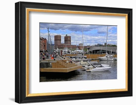 Aker Brygge and City Hall, Oslo, Norway, Scandinavia, Europe-Hans-Peter Merten-Framed Photographic Print