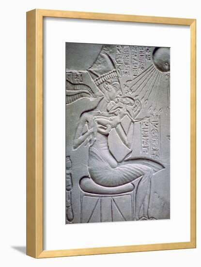 Akhenaten holding one of his daughters. Artist: Unknown-Unknown-Framed Giclee Print