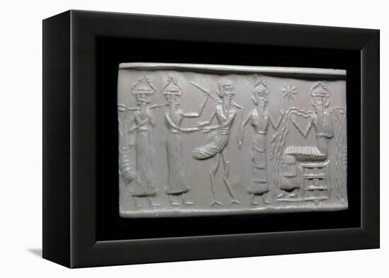 Akkadian cylinder-seal impression. Artist: Unknown-Unknown-Framed Premier Image Canvas
