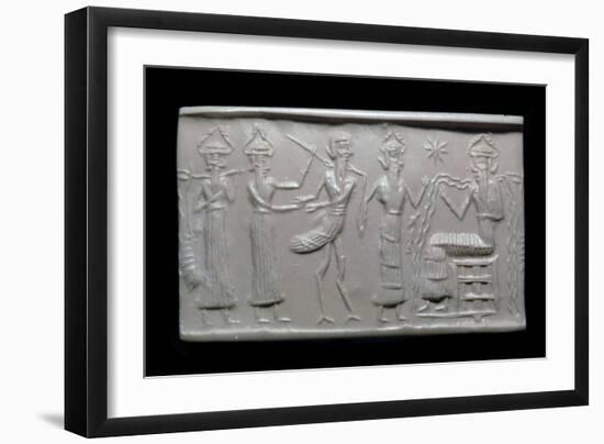 Akkadian cylinder-seal impression. Artist: Unknown-Unknown-Framed Giclee Print