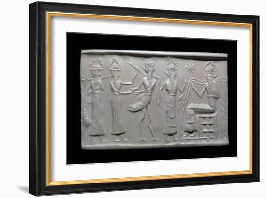 Akkadian cylinder-seal impression. Artist: Unknown-Unknown-Framed Giclee Print