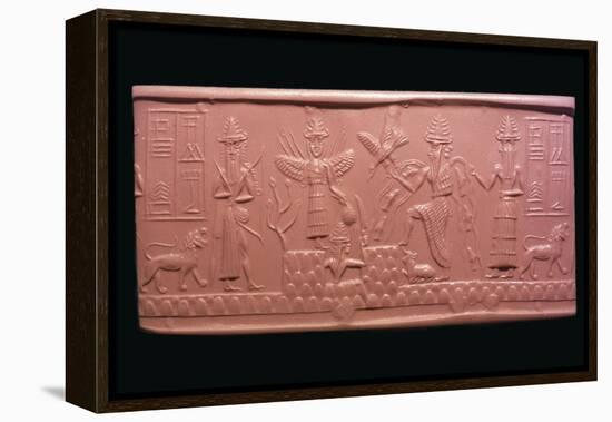 Akkadian cylinder-seal impression of the scribe Adda, 22nd century BC Artist: Unknown-Unknown-Framed Premier Image Canvas