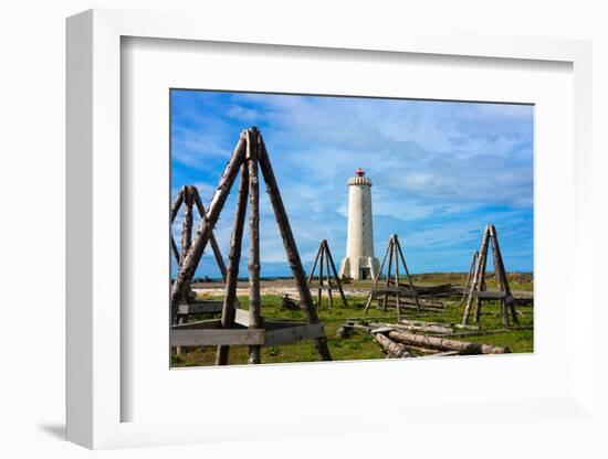 Akranes, Lighthouse, Dried Fish Racks-Catharina Lux-Framed Photographic Print