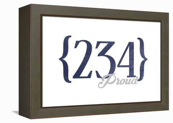 Akron, Ohio - 234 Area Code (Blue)-Lantern Press-Framed Stretched Canvas