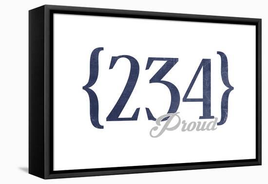 Akron, Ohio - 234 Area Code (Blue)-Lantern Press-Framed Stretched Canvas