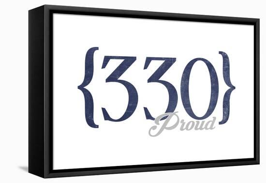 Akron, Ohio - 330 Area Code (Blue)-Lantern Press-Framed Stretched Canvas