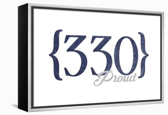 Akron, Ohio - 330 Area Code (Blue)-Lantern Press-Framed Stretched Canvas