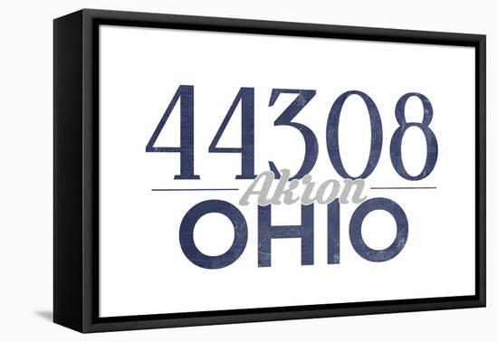 Akron, Ohio - 44308 Zip Code (Blue)-Lantern Press-Framed Stretched Canvas