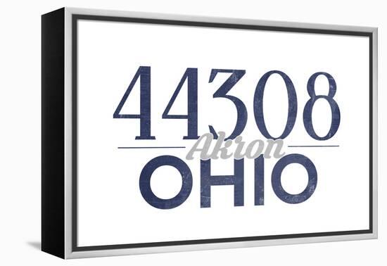 Akron, Ohio - 44308 Zip Code (Blue)-Lantern Press-Framed Stretched Canvas