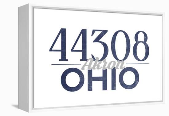 Akron, Ohio - 44308 Zip Code (Blue)-Lantern Press-Framed Stretched Canvas