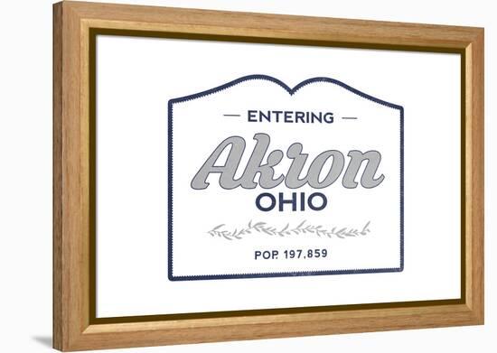 Akron, Ohio - Now Entering (Blue)-Lantern Press-Framed Stretched Canvas