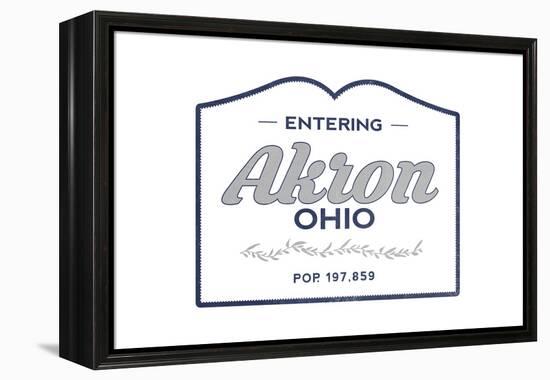 Akron, Ohio - Now Entering (Blue)-Lantern Press-Framed Stretched Canvas