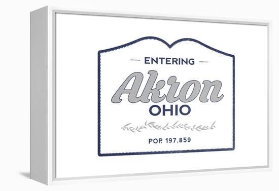 Akron, Ohio - Now Entering (Blue)-Lantern Press-Framed Stretched Canvas