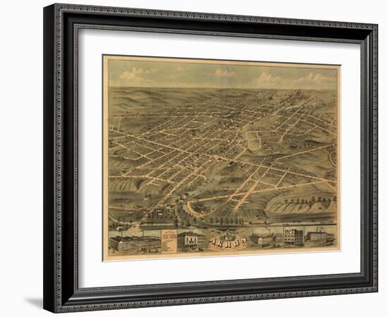 Akron, Ohio - Panoramic Map - Akron, OH-Lantern Press-Framed Art Print