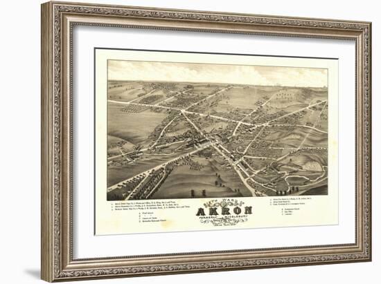 Akron, Ohio - Panoramic Map No. 1 - Akron, OH-Lantern Press-Framed Art Print