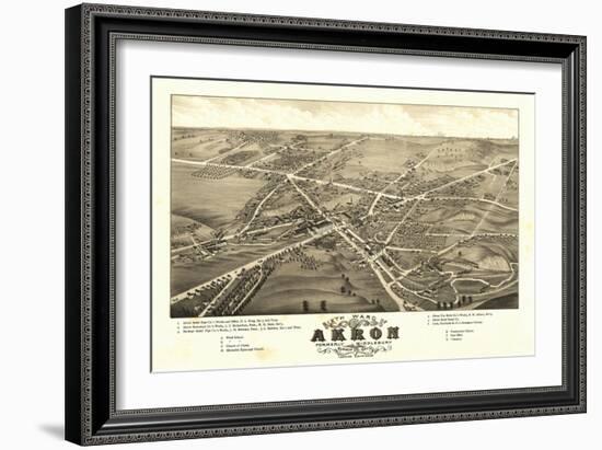 Akron, Ohio - Panoramic Map No. 1 - Akron, OH-Lantern Press-Framed Art Print