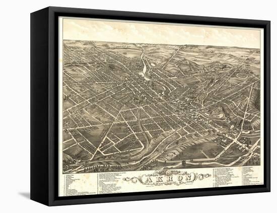 Akron, Ohio - Panoramic Map No. 2 - Akron, OH-Lantern Press-Framed Stretched Canvas