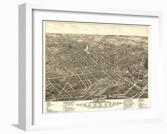 Akron, Ohio - Panoramic Map No. 2 - Akron, OH-Lantern Press-Framed Art Print