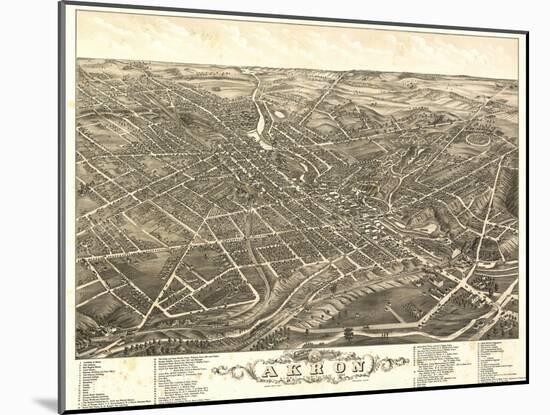 Akron, Ohio - Panoramic Map No. 2 - Akron, OH-Lantern Press-Mounted Art Print